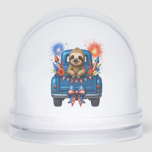 Sloth 4th of July Usa Snowglobe