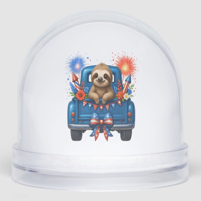Sloth 4th of July Usa Snowglobe (Front)
