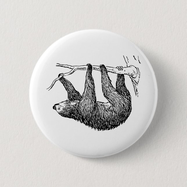 Sloth 6 Cm Round Badge (Front)