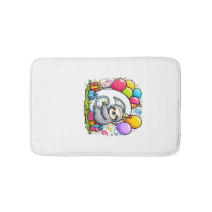Sloth 6th birthday for boy girl 6 years old sixth bath mat