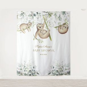 Sloth Airy Greenery Baby Shower Photo Booth Prop Tapestry