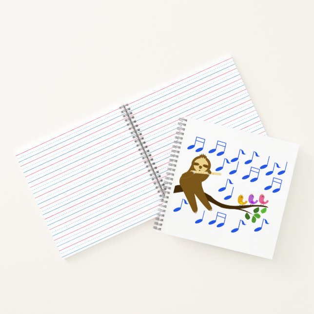 Sloth and Birds Play music Notebook (Inside)