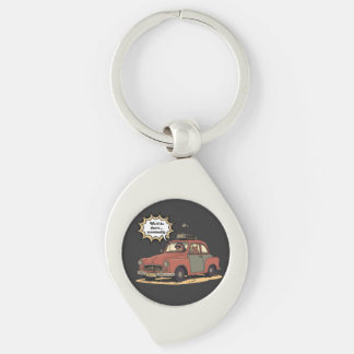Sloth and Bunny Cartoon Road Trip Adventure Key Ring