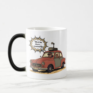 Sloth and Bunny Cartoon Road Trip Adventure Magic Mug
