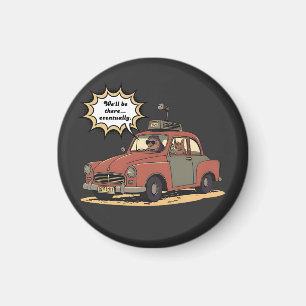 Sloth and Bunny Cartoon Road Trip Adventure Magnet