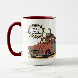 Sloth and Bunny Cartoon Road Trip Adventure Mug