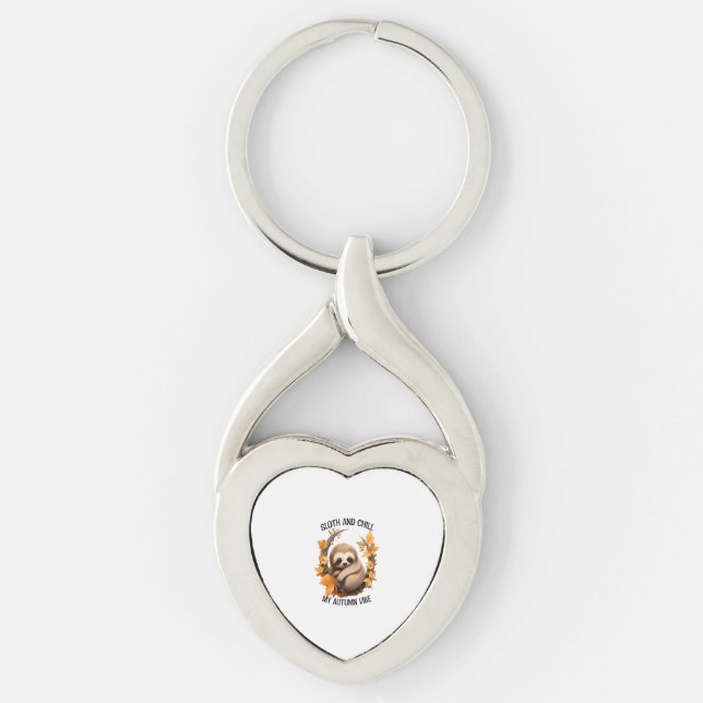 Sloth and Chill My Autumn Vibe Key Ring (Front)