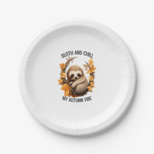 Sloth and Chill My Autumn Vibe Paper Plate