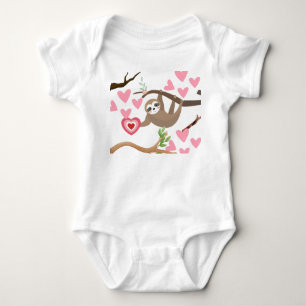 Sloth and Hearts Baby Bodysuit