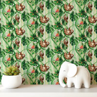 Sloth and Tropical Leaves