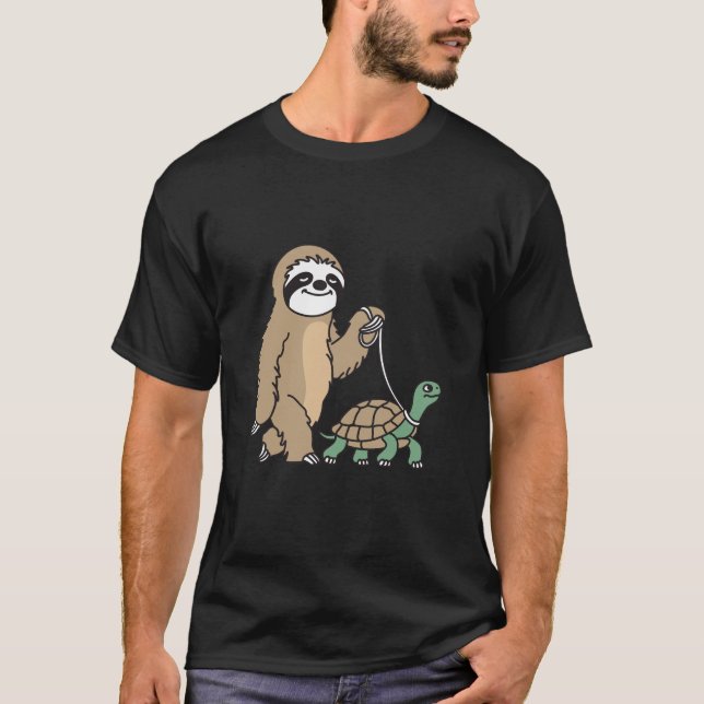 Sloth And Turtle Funny T-Shirt (Front)