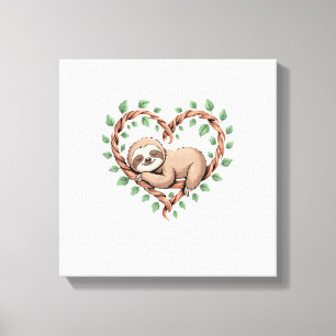 Sloth Animal Lover Artwork Tropical Graphic Art Fu Canvas Print