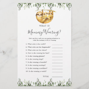 Sloth Animals Baby Shower What is Mummy Wearing