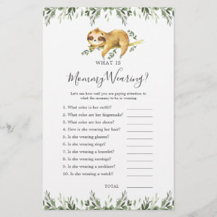 Sloth Animals Baby Shower What is Mummy Wearing