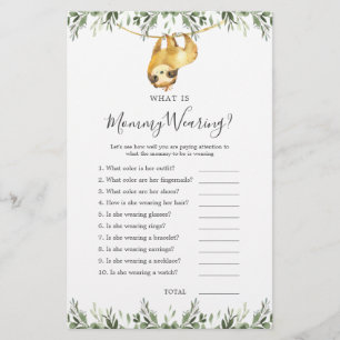 Sloth Animals Baby Shower What is Mummy Wearing