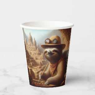 Sloth Archaeologist Paper Cups
