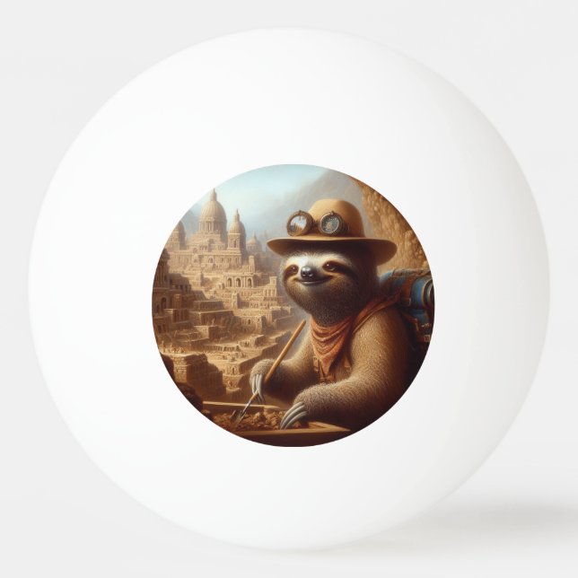 Sloth Archaeologist Ping Pong Ball (Front)