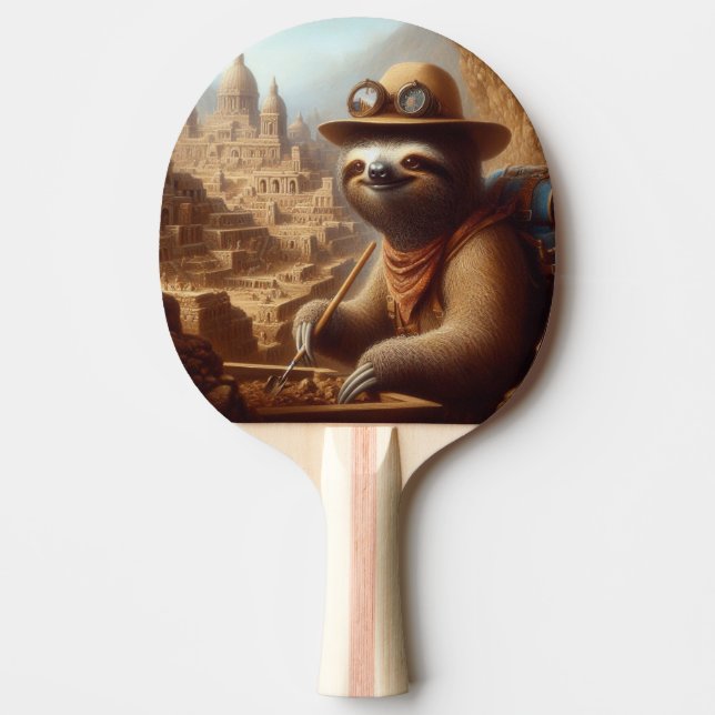 Sloth Archaeologist Ping Pong Paddle (Front)