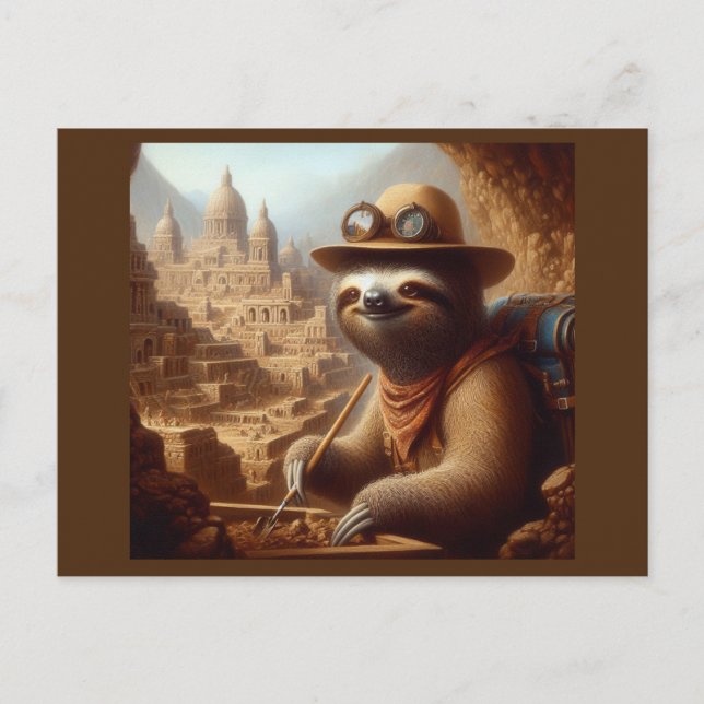 Sloth Archaeologist Postcard (Front)