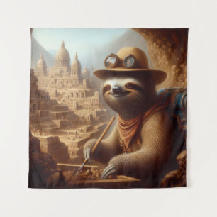 Sloth Archaeologist Tapestry