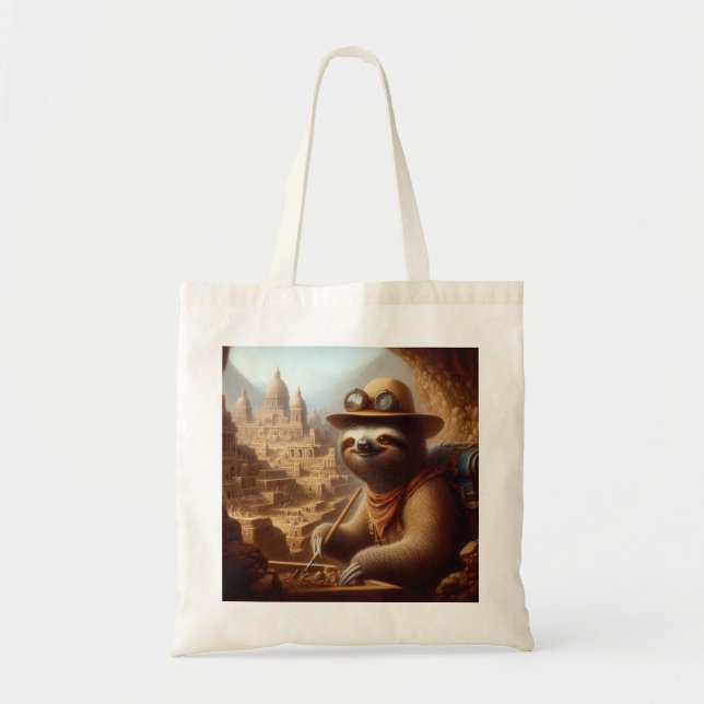 Sloth Archaeologist Tote Bag (Front)