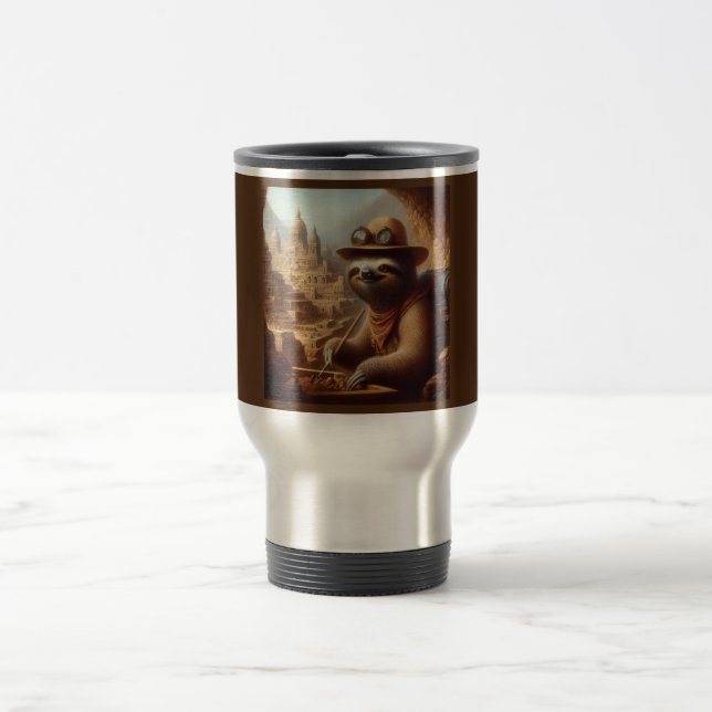 Sloth Archaeologist Travel Mug (Center)