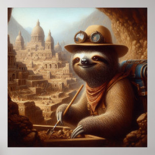 Sloth Archeologist Poster