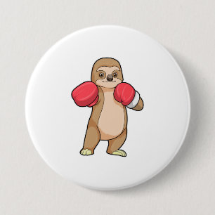 Sloth as Boxer with Boxing gloves 7.5 Cm Round Badge