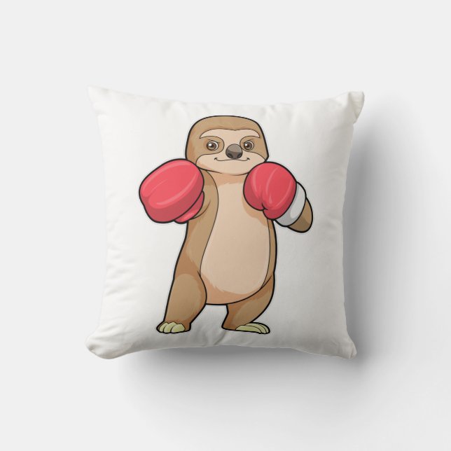 Sloth as Boxer with Boxing gloves Cushion (Front)