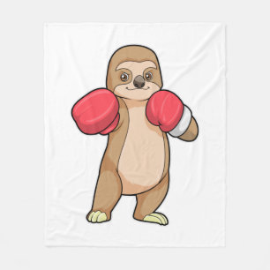 Sloth as Boxer with Boxing gloves Fleece Blanket