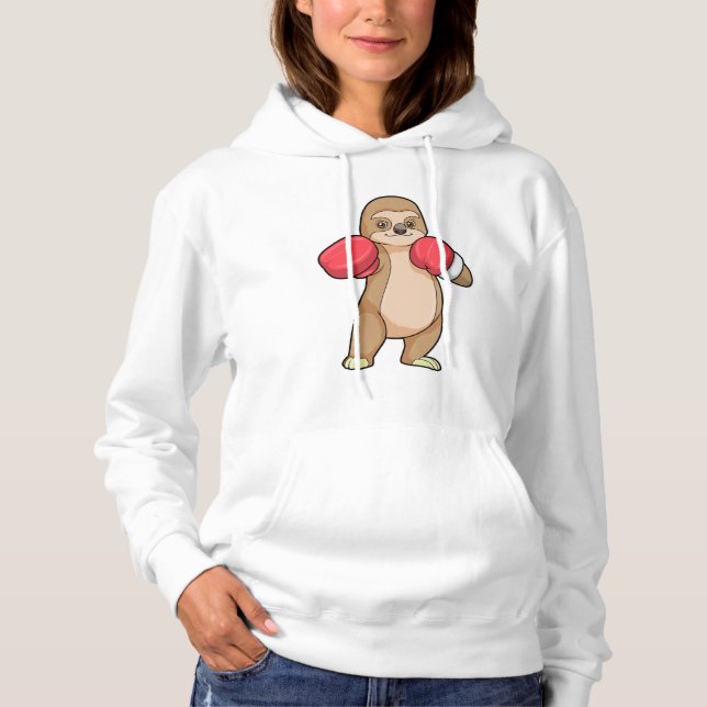 Sloth as Boxer with Boxing gloves Hoodie (Front)
