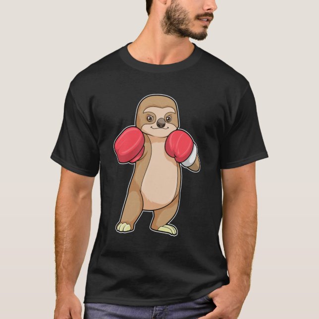 Sloth as Boxer with Boxing gloves T-Shirt (Front)