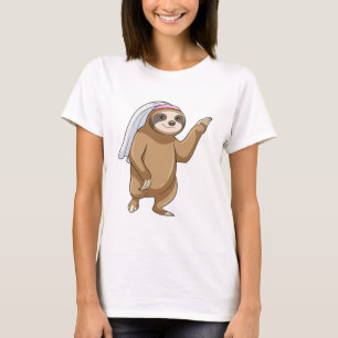 Sloth as Bride with Veil T-Shirt