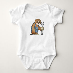 Sloth as Craftsman with Wrench Baby Bodysuit