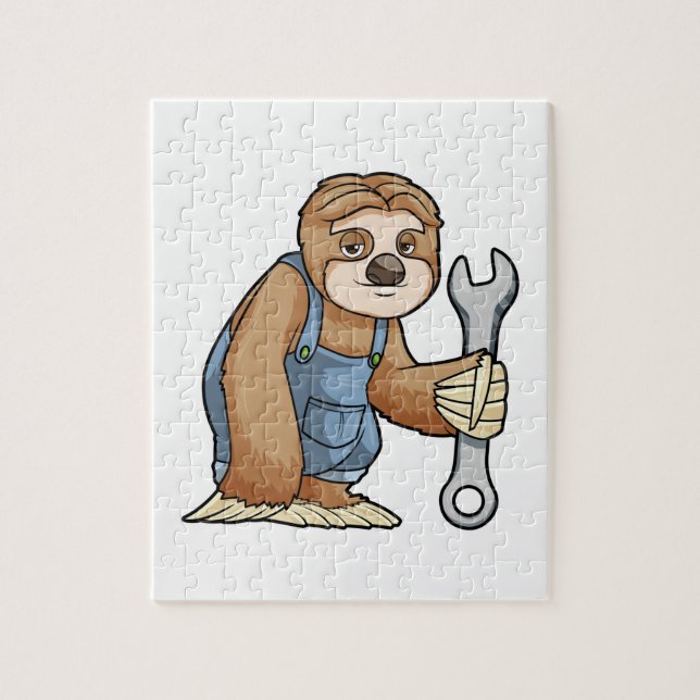 Sloth as Craftsman with Wrench Jigsaw Puzzle (Vertical)