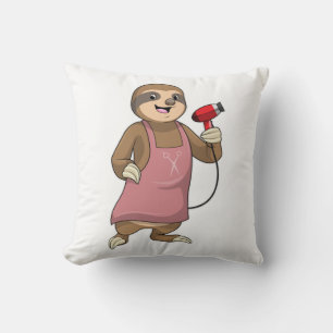 Sloth as Hair stylist with Hairdryer Cushion
