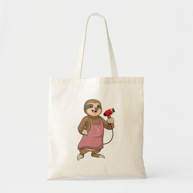 Sloth as Hair stylist with Hairdryer Tote Bag (Front)
