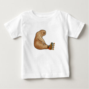 Sloth as Inline skater with Inline skates Baby T-Shirt