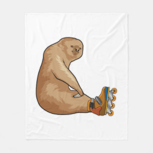 Sloth as Inline skater with Inline skates Fleece Blanket
