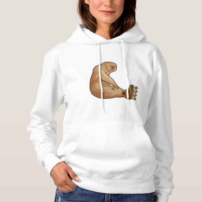 Sloth as Inline skater with Inline skates Hoodie (Front)