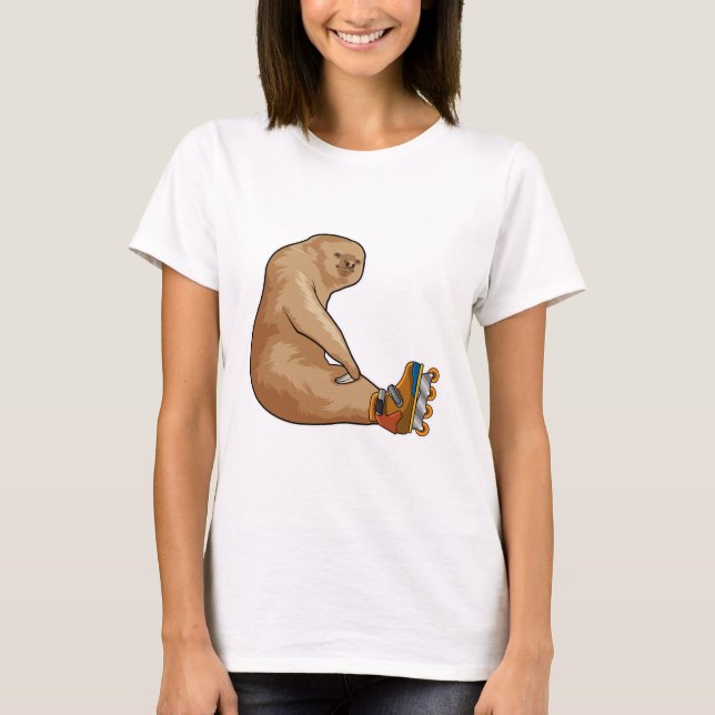 Sloth as Inline skater with Inline skates T-Shirt (Front)