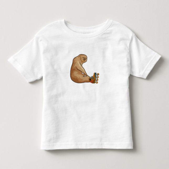 Sloth as Inline skater with Inline skates Toddler T-Shirt (Front)
