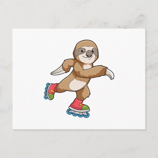 Sloth as Skater with Inline skates Postcard (Front)