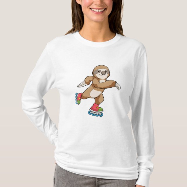 Sloth as Skater with Inline skates T-Shirt (Front)