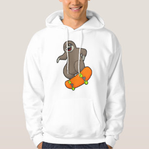 Sloth as Skater with Skateboard Hoodie