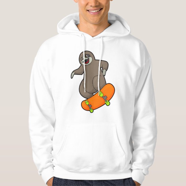 Sloth as Skater with Skateboard Hoodie (Front)
