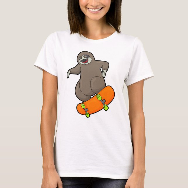 Sloth as Skater with Skateboard T-Shirt (Front)