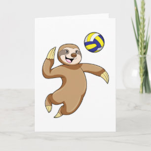 Sloth as Volleyball player with Volleyball Card