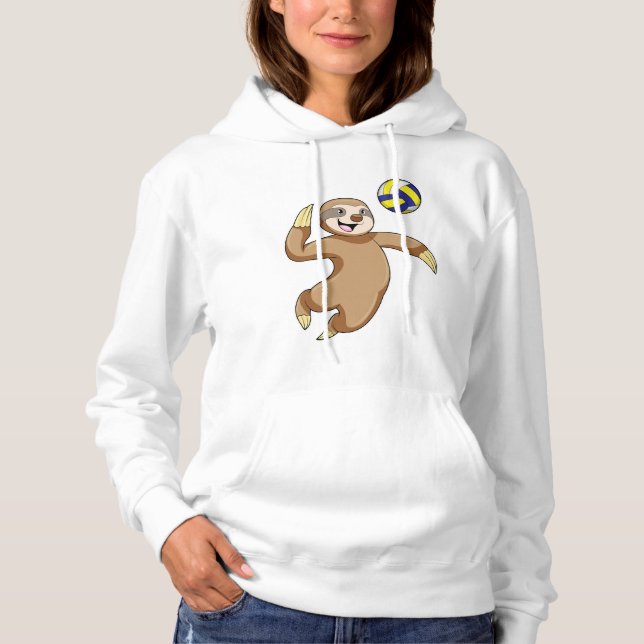 Sloth as Volleyball player with Volleyball Hoodie (Front)