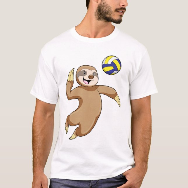Sloth as Volleyball player with Volleyball T-Shirt (Front)